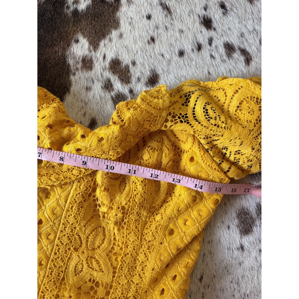 MICHAEL COSTELLO X REVOLVE Tilly eyelet lace romper In Marigold Ruffle Size M - Picture 6 of 9